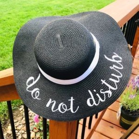 Boutique Accessories - Black Do Not Disturb Sun Hat